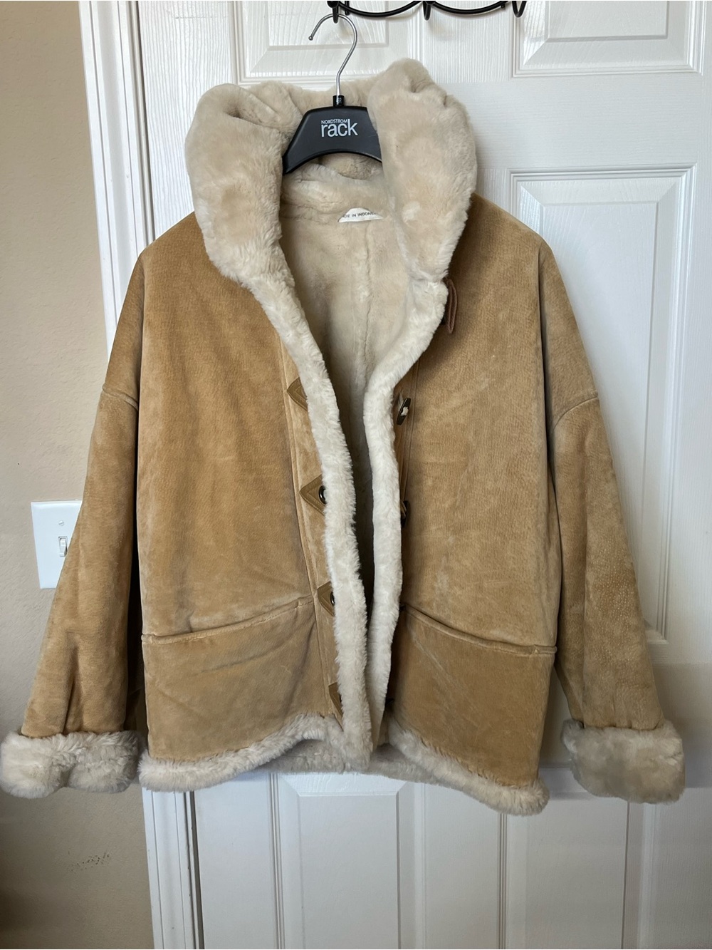 VTG J Percy for Marvin Richards Leather Suede Coat Women's M Sherpa Lining